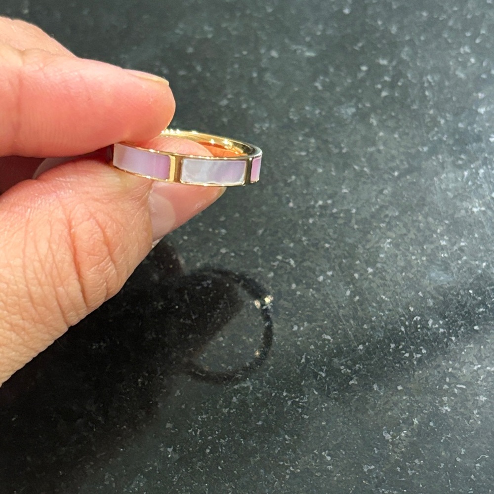 Gold and Pink Enamel Ring